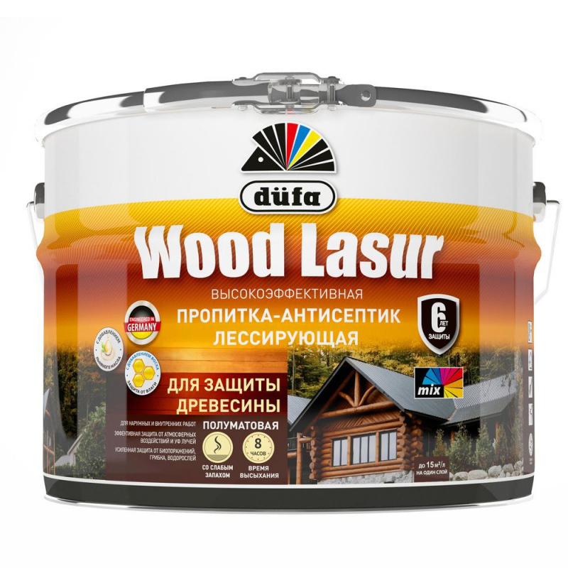 Пропитка лессирующая для защиты древесины Dufa Wood Lazur махагон 0,9 л